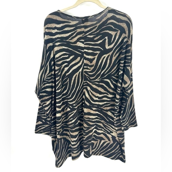 Clara Sun Woo Size Small Live Out Loud Tiger Zebra Animal Print Tunic Top Slinky - Picture 4 of 9